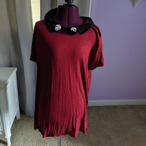 Hot Topic Skull Peter Pan Collar Top L